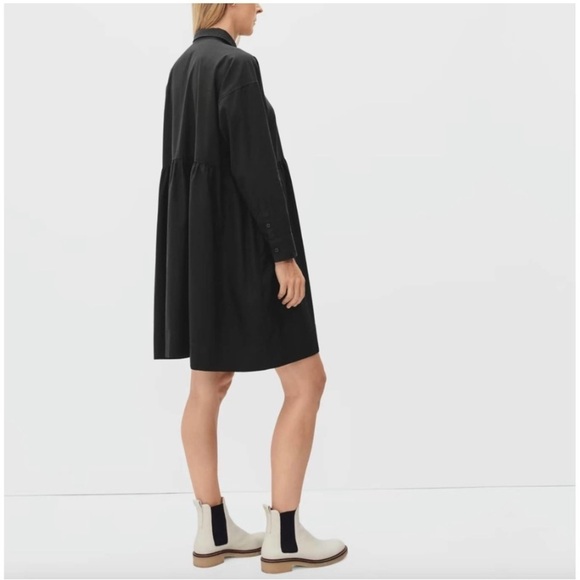 NWT Everlane The Field Dress Woman’s  black pockets collar - Picture 2 of 8